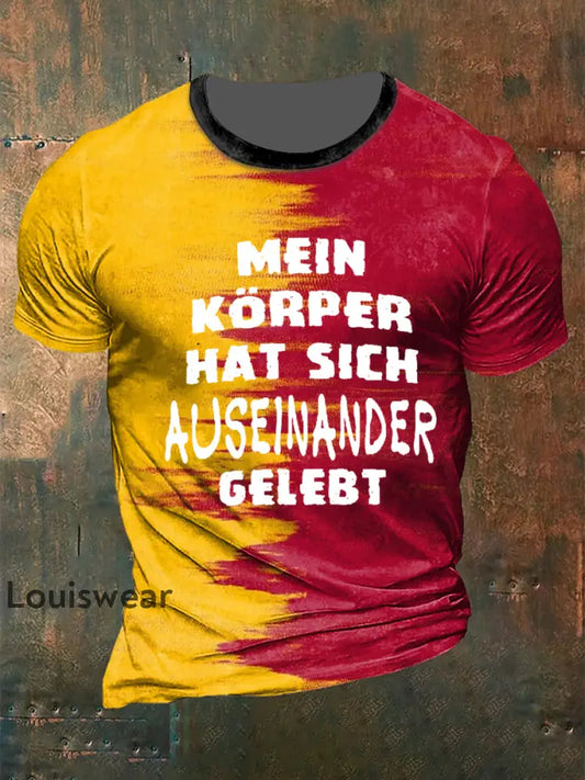 Herren ’Mein KÖRPER Auseinander Gelebt’ Bedrucktes Kurzarm T-Shirt Wie abgebildet / S