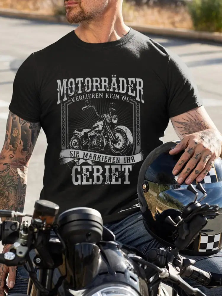 Herren Motor räder markieren ihr Gelände bedrucktes Kurzarm-T-Shirt Schwarz / S
