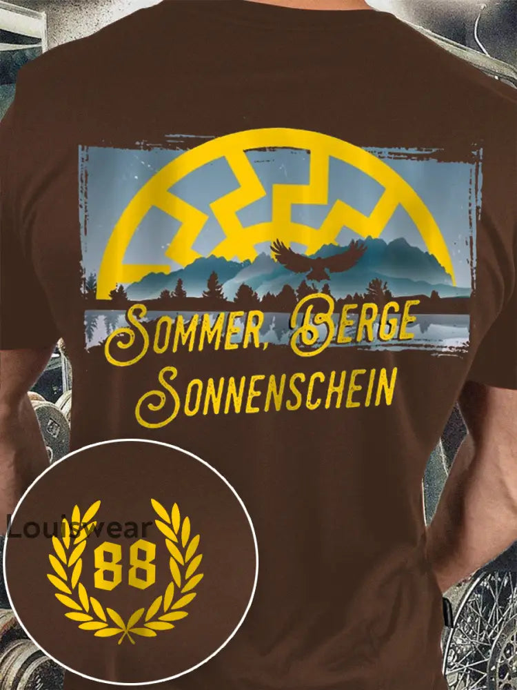 Herren Nummer 88 bedrucktes Kurzarm-T-Shirt Braun / S