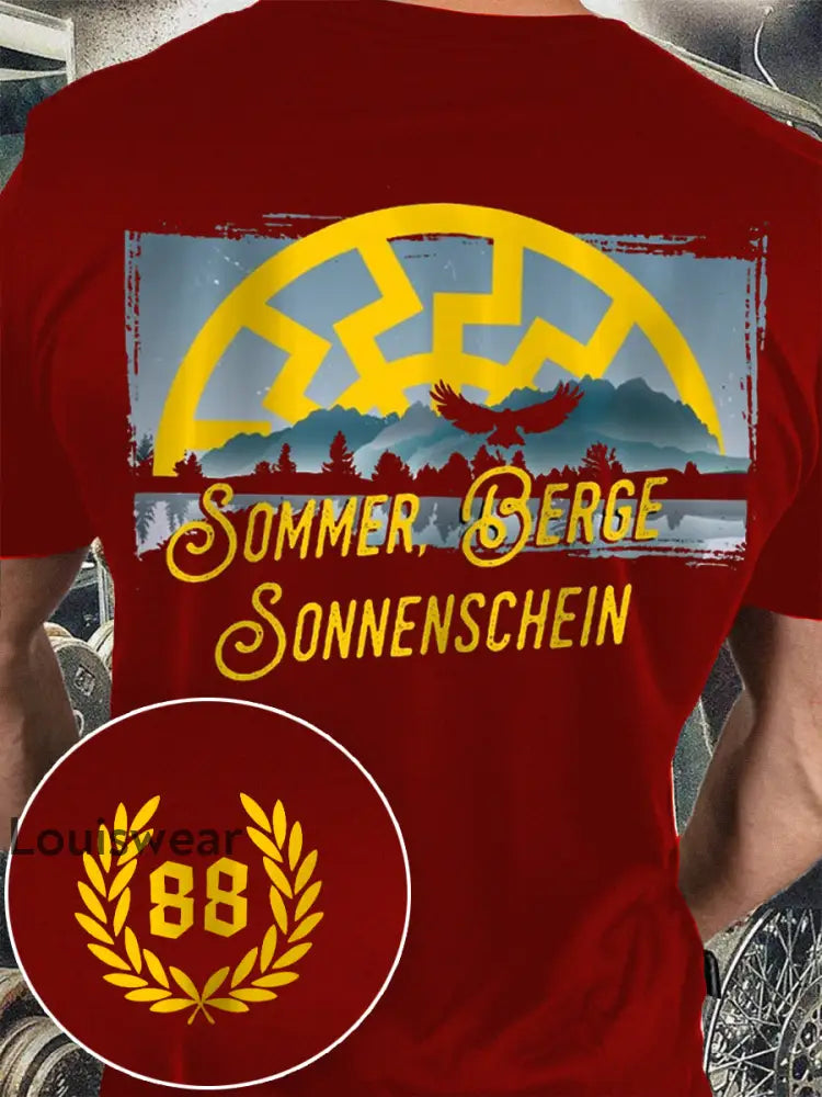 Herren Nummer 88 bedrucktes Kurzarm-T-Shirt Rot / S