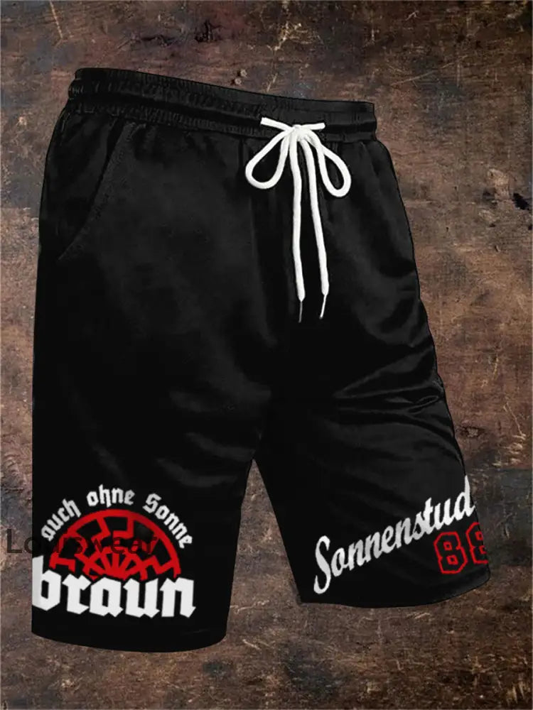 Herren Nummer 88 Print Shorts Schwarz / S