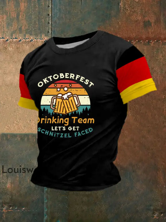 Herren Oktoberfest Trink team Print T-Shirt Schwarz / S
