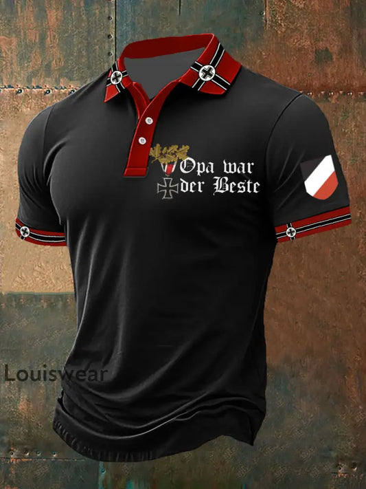 Herren Opa War Der Beste Bedrucktes Kurzarm-Polos hirt Schwarz / S