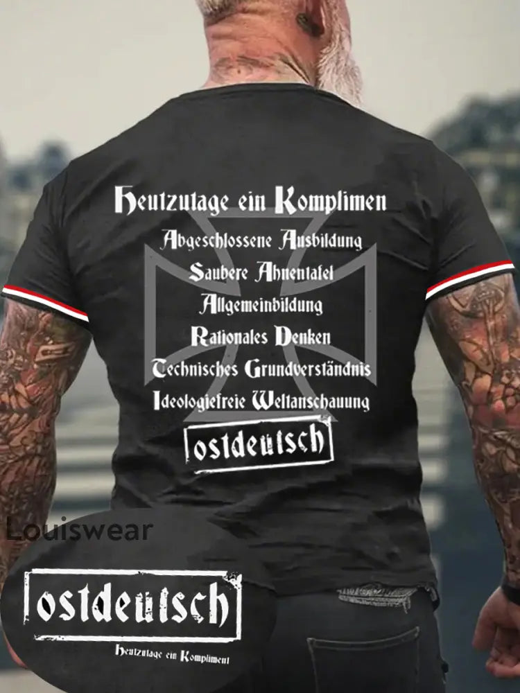 Herren Ostdeutsch Heutzutage Ein Kompliment T-Shirt mit kurzen Ärmeln Schwarz / S