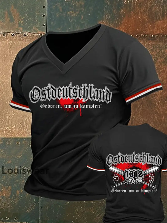 Herren Ostdeutsch lan Geboren Um Zu Kämpfen Bedrucktes Kurzarm-T-Shirt Schwarz / S