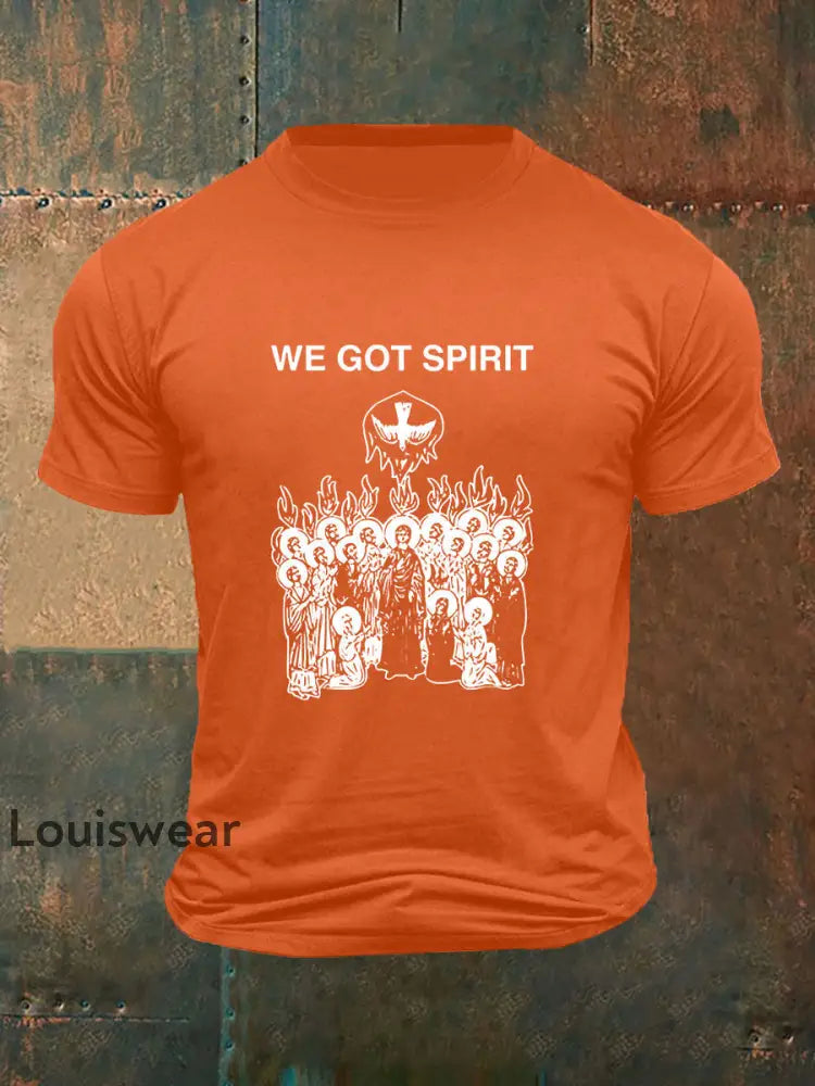 Herren Pfingsten bedrucktes lässiges T-Shirt Orange / S