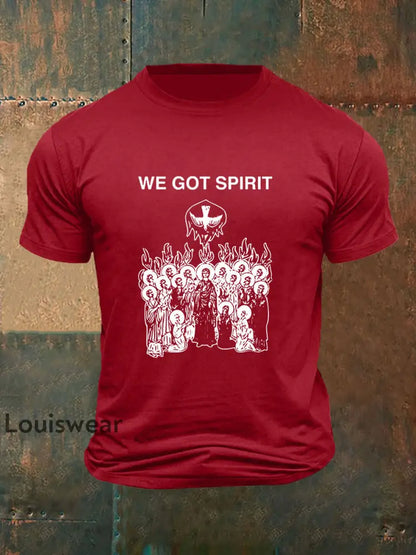 Herren Pfingsten bedrucktes lässiges T-Shirt Rot / S