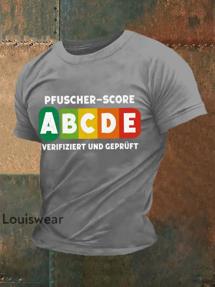 Herren Pfuscher Score bedrucktes Kurzarm-T-Shirt Hellgrau / S