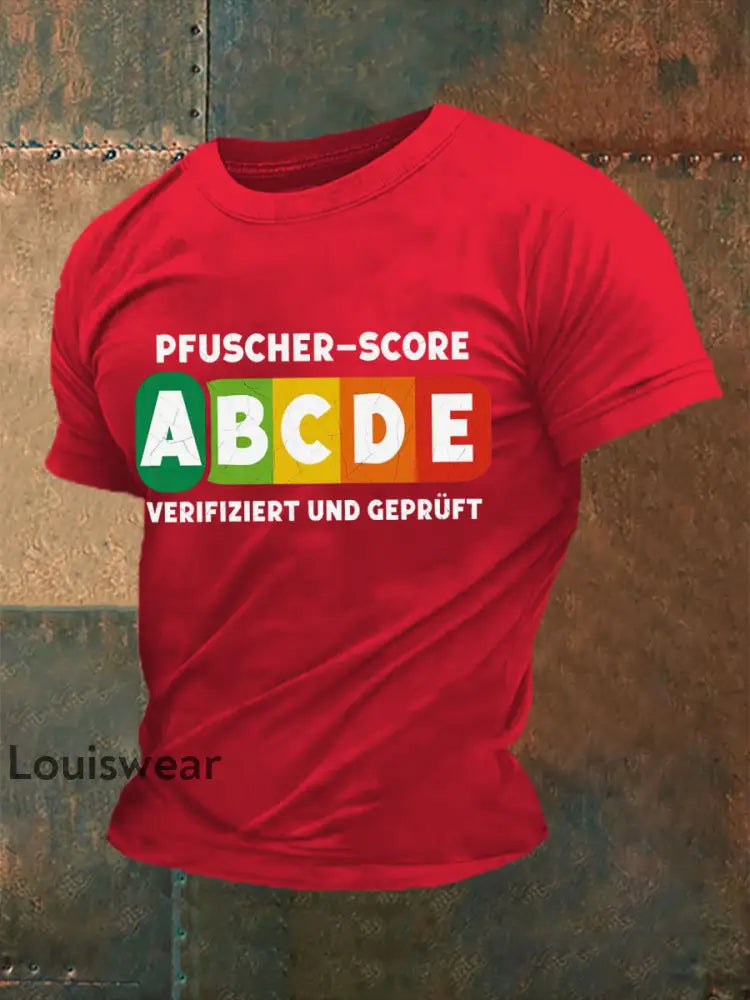 Herren Pfuscher Score bedrucktes Kurzarm-T-Shirt Reines Rot / S