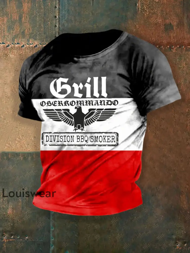 Herren-Reichs grill meister bedrucktes Kurzarm-T-Shirt als bild / S