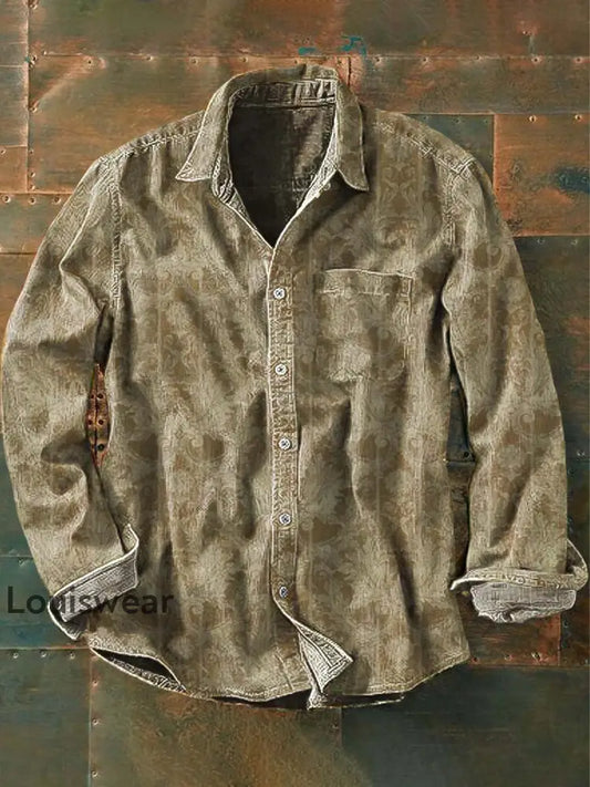 Herren Retro-Blumen druck Lässiges Revers-Langarm-Shirt als bild / S