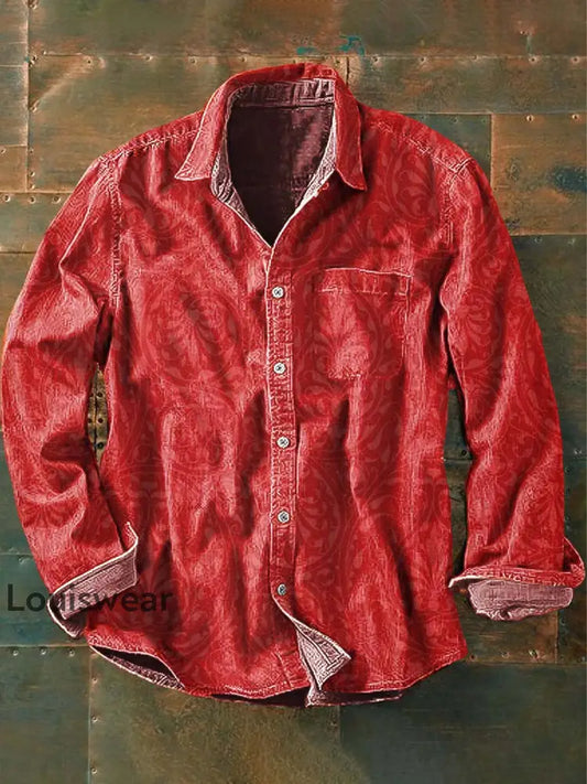 Herren Retro-Blumen druck Lässiges Revers-Langarm-Shirt als bild / S
