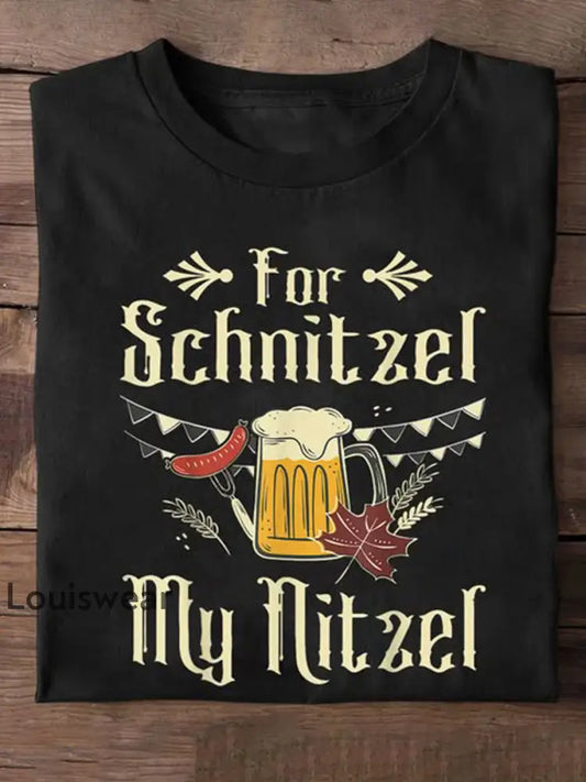 Herren-Schnitzel-Bier bedrucktes T-Shirt Schwarz / S