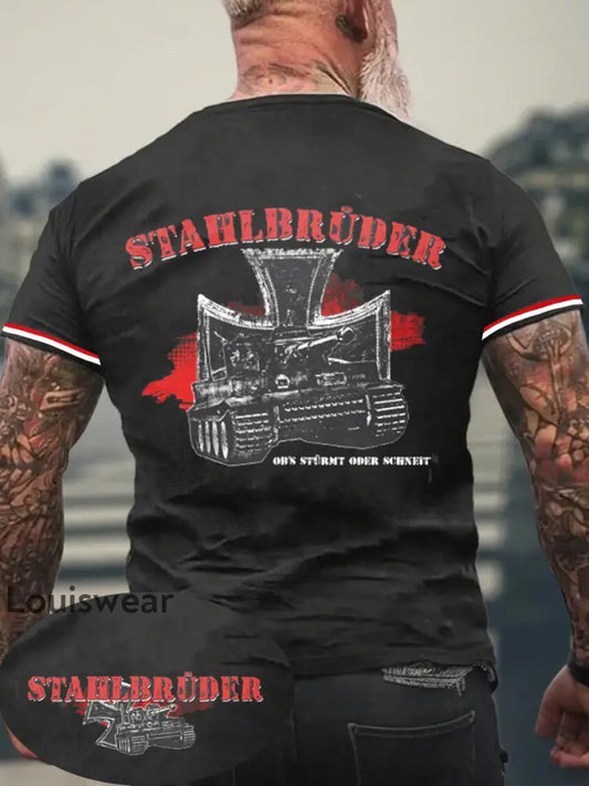 Herren Stahl brüder T-Shirt mit kurzen Ärmeln Schwarz / S