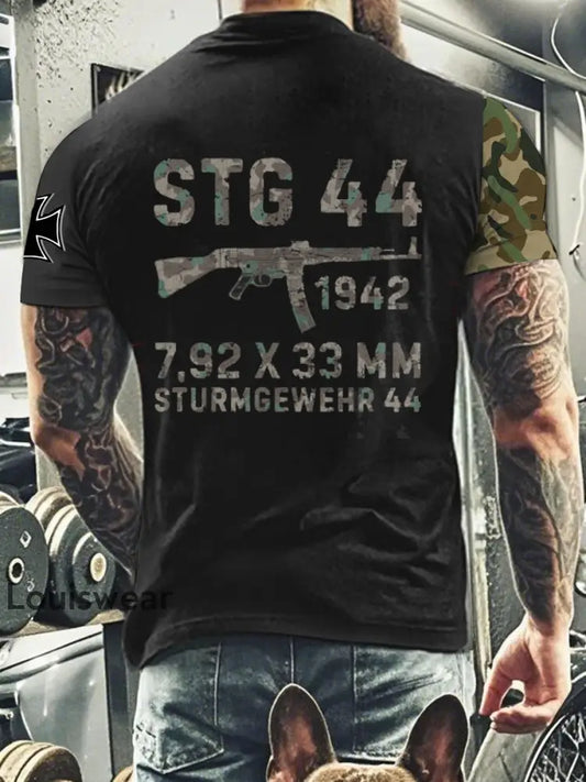 Herren STG 44 T-Shirt mit kurzen Ärmeln Schwarz / S