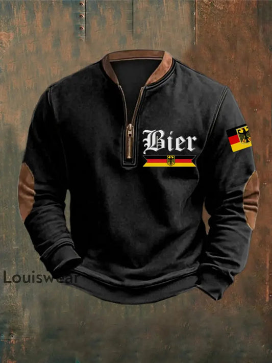 Herren-Sweatshirt mit deutschem Biertag druck Schwarz / S