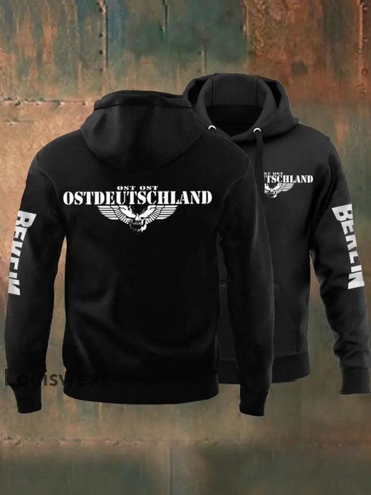 Herren-Sweatshirt mit Kapuze Ost deutschland Schwarz / S