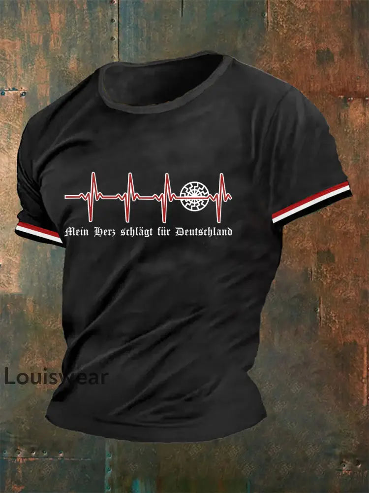 Herren T-Shirt Mein Herz schlägt für Deutschland Schwarz / S