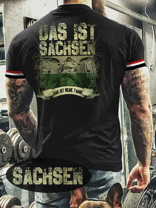 Herren T-Shirt Meine Fahne Sachsen Schwarz / S