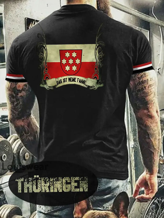 Herren T-Shirt Meine Fahne Thü ringen Schwarz / S