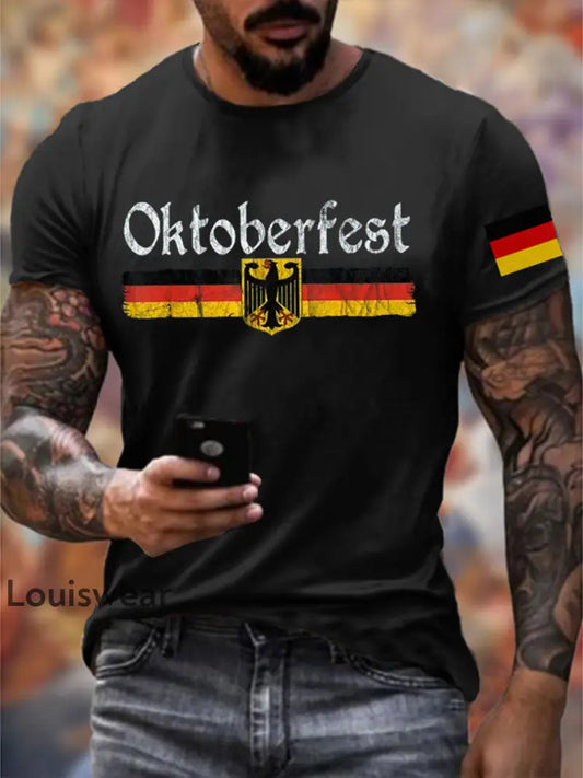 Herren T-Shirt mit deutschem Oktoberfest-Print Schwarz / S