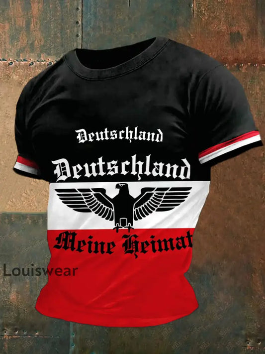 Herren T-Shirt mit deutschem Vintage-Kunstdruck lässig A / S
