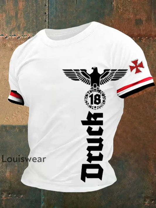Herren T-Shirt mit deutschem Vintage-Kunstdruck lässig A / S