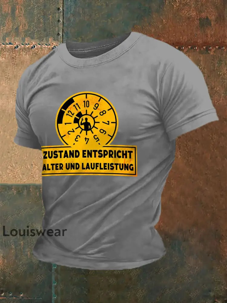 Herren-T-Shirt mit kurzen Ärmeln bedruckt Hellgrau / S