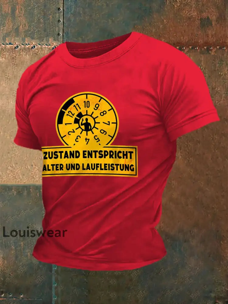 Herren-T-Shirt mit kurzen Ärmeln bedruckt Reines Rot / S