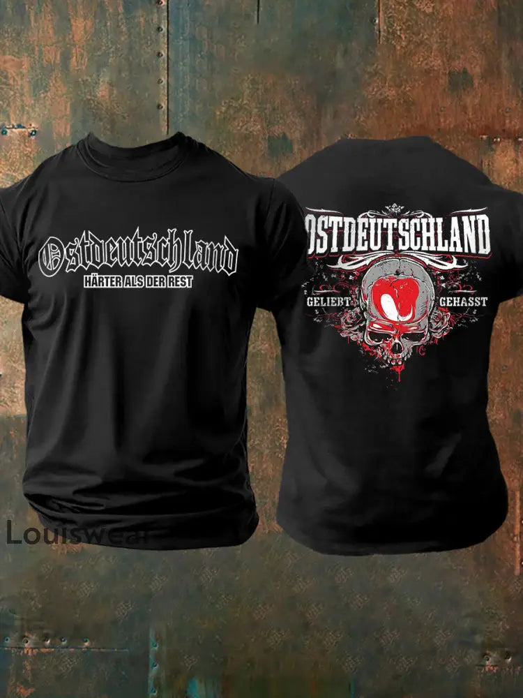 Herren-T-Shirt Ost deutschland mit Rücken druck Osten Geliebt Gehasst Schwarz / S