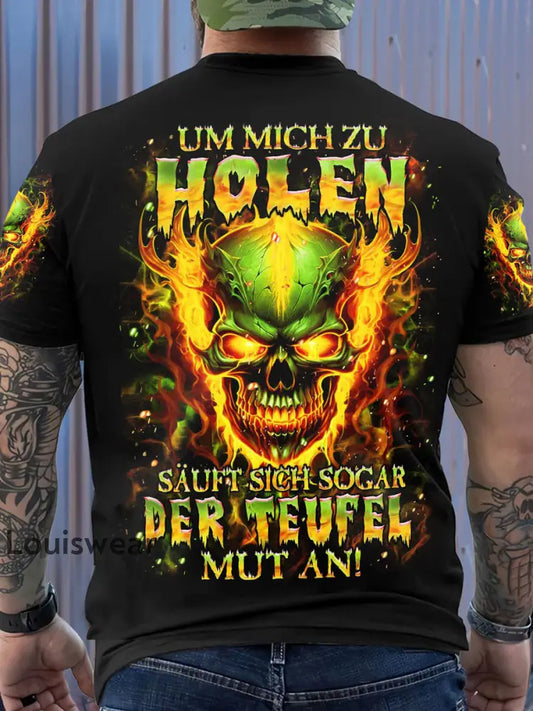 Herren UM MICH ZU HOLEN VOLL STÄNDIGER DRUCK Bedrucktes T-Shirt Schwarz / S