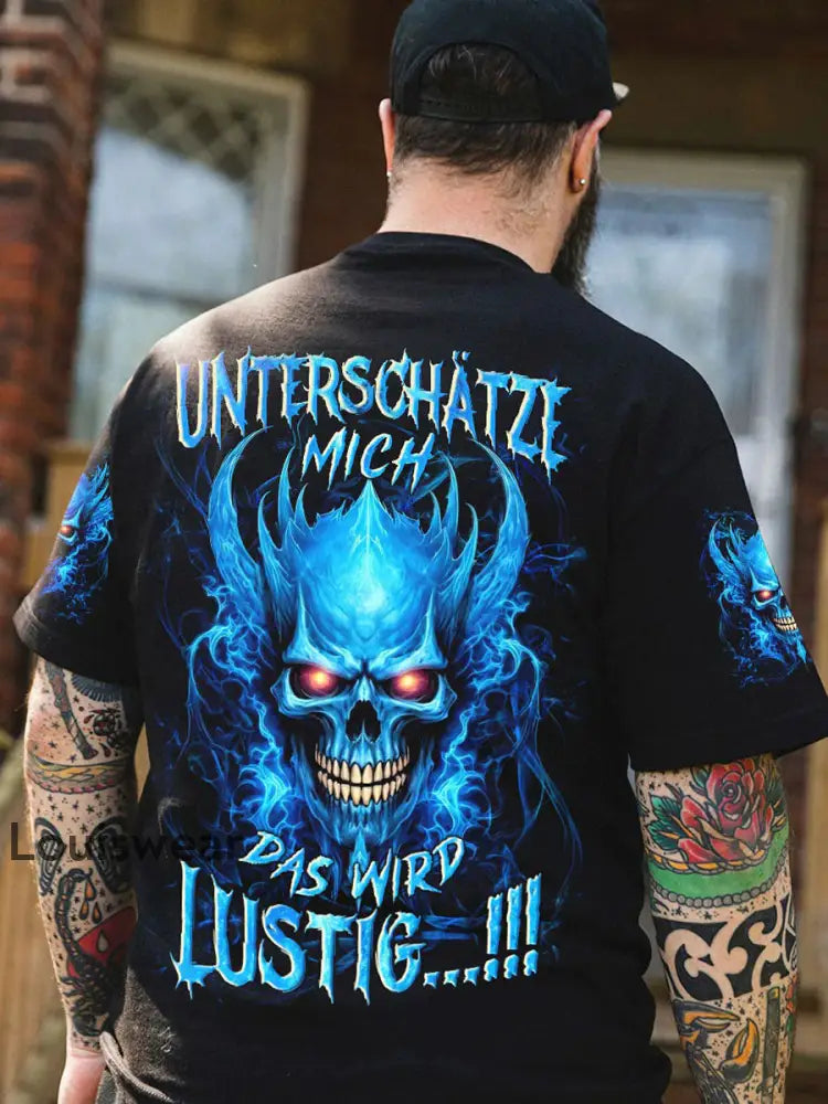 Herren UNTERSCHÄTZE MICH DAS WIRD LUSTIG VOLLSTÄNDIGER DRUCK Bedrucktes T-Shirt