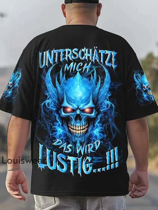 Herren UNTERSCHÄTZE MICH DAS WIRD LUSTIG VOLLSTÄNDIGER DRUCK Bedrucktes T-Shirt Schwarz / S