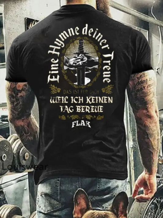 Herren Vintage Deutsche Kunst Grafik Casual T-Shirt A / S