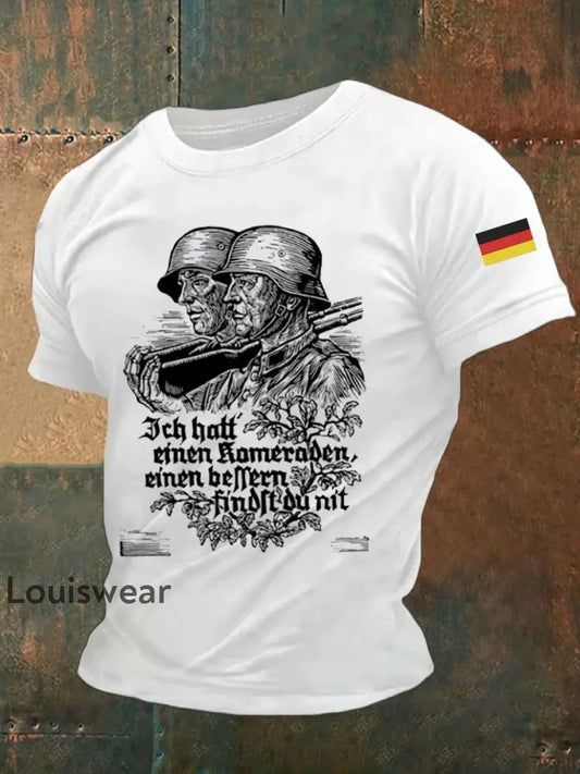 Herren Vintage Deutsche Kunst Grafik Casual T-Shirt A / S