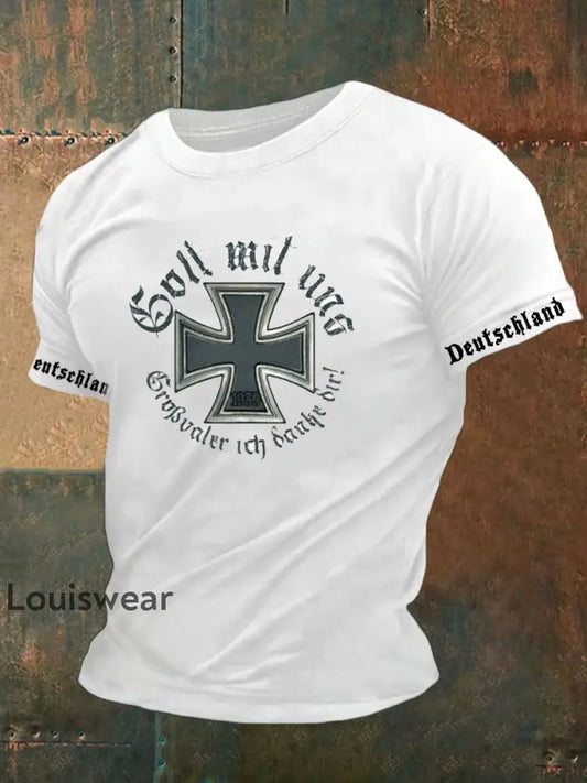 Herren Vintage Deutsche Kunst Grafik Casual T-Shirt A / S