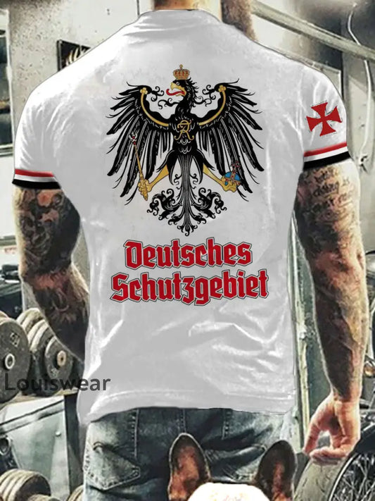 Herren Vintage Deutsche Kunst Grafik Casual T-Shirt A / S