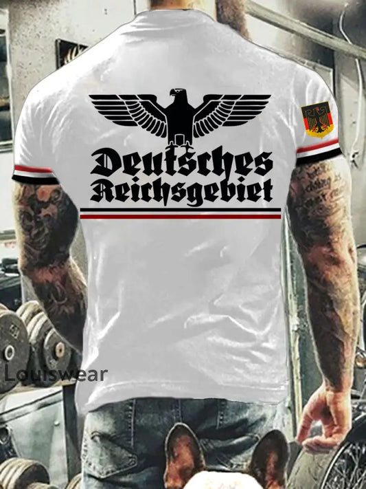Herren Vintage Deutsche Kunst Grafik Casual T-Shirt A / S