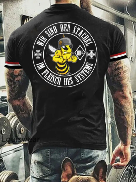 Herren Vintage Deutsche Kunst Grafik Casual T-Shirt A / S