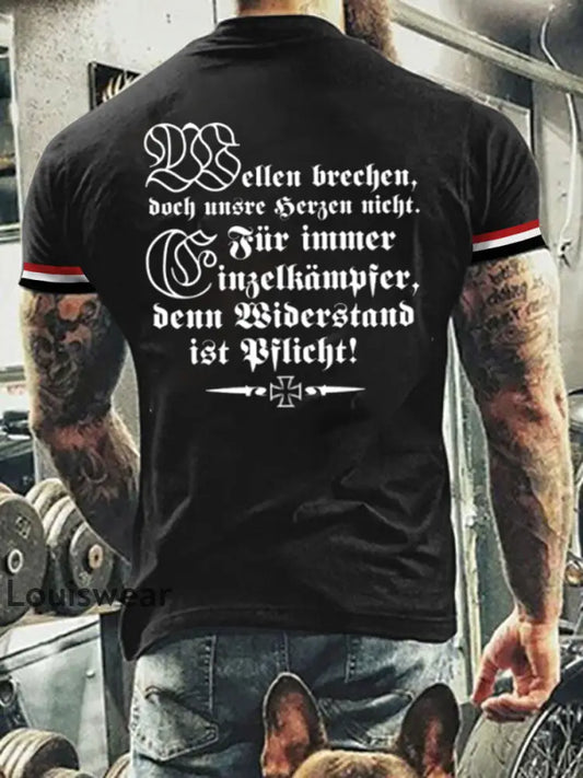 Herren Vintage Deutsche Kunst Grafik Casual T-Shirt A / S