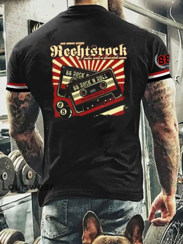 Herren Vintage Deutsche Kunst Grafik Casual T-Shirt A / S