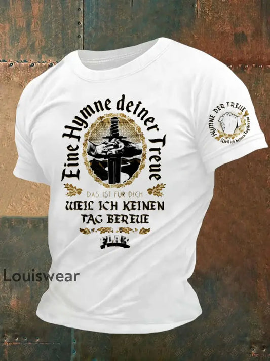Herren Vintage Deutsche Kunst Grafik Casual T-Shirt A / S