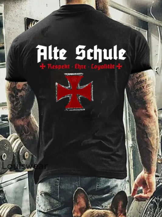 Herren Vintage Deutsche Kunst Grafik Casual T-Shirt A / S