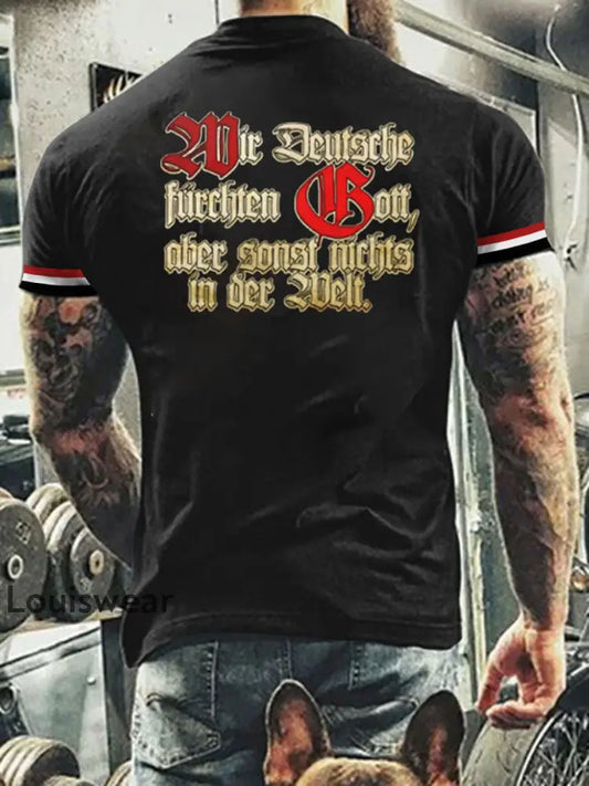 Herren Vintage Deutsche Kunst Grafik Casual T-Shirt A / S