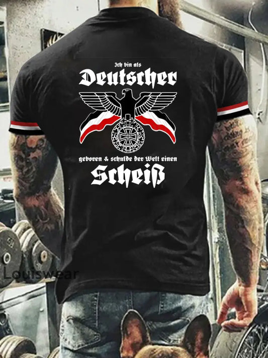 Herren Vintage Deutsche Kunst Grafik Casual T-Shirt A / S