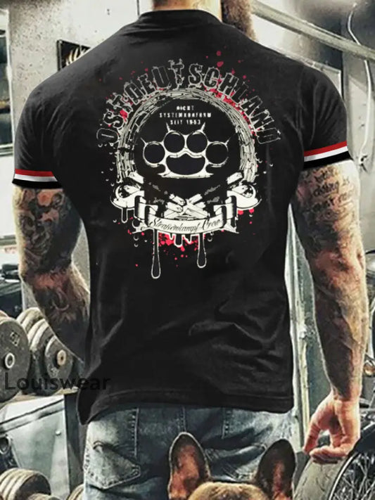 Herren Vintage Deutsche Kunst Grafik Casual T-Shirt A / S