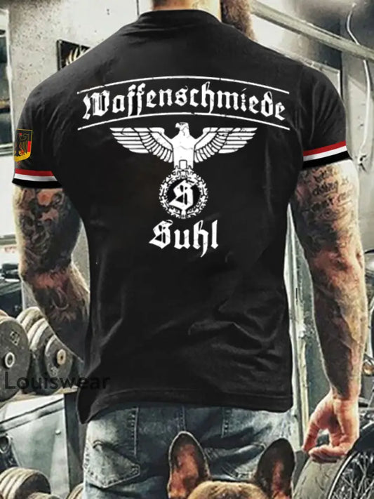 Herren Vintage Deutsche Kunst Grafik Casual T-Shirt A / S