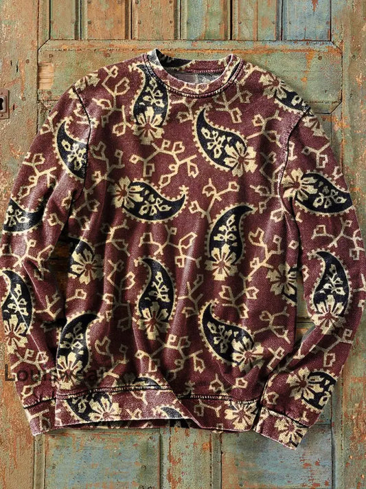 Herren Vintage Paisley Floral Art Print Sweatshirt mit Rundhals ausschnitt bunt / S
