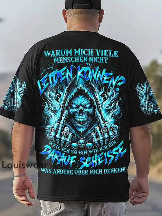 Herren WEIL ICH SO BIN WIE ICH BIN VOLL STÄNDIGER DRUCK Bedrucktes T-Shirt Schwarz / S