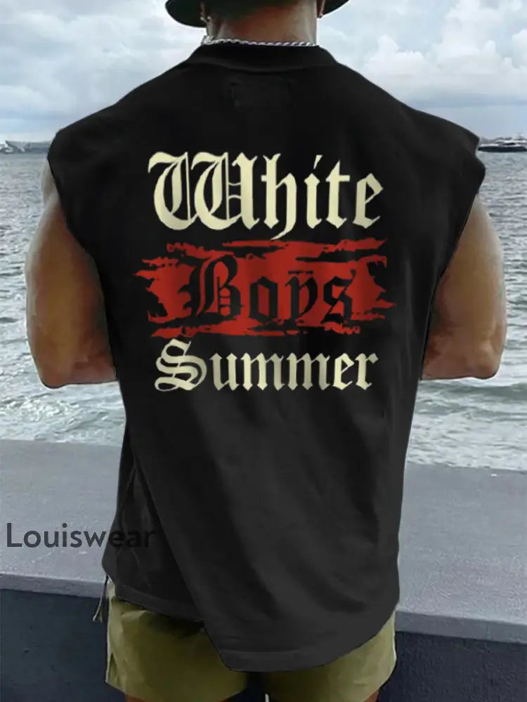 Herren Weißer Junge Sommer bedruckte Weste